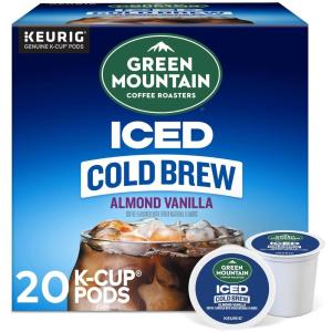 imageGreen Mountain Coffee Roasters Original Black Iced Cold Brew Coffee Single Serve Keurig KCup Pods 20Count BoxAlmond Vanilla Cold Brew