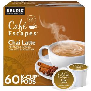 imageCaf Escapes Chai Latte SingleServe KCup Pods 60 CountChai Latte