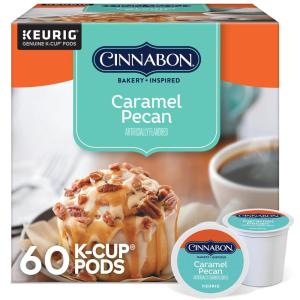 imageCinnabon Classic Cinnamon Roll Keurig SingleServe KCup Pods Light Roast Coffee 72 CountCaramel Pecan