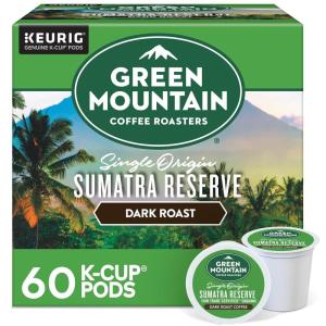 imageGreen Mountain Coffee Roasters Dark Magic Keurig Single Serve KCup Pods Dark Roast Coffee 60 Count 6 Packs of 10Sumatra Reserve