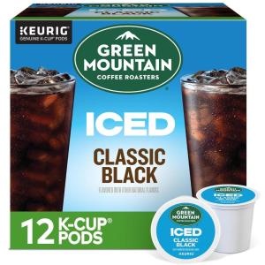 imageGreen Mountain Coffee Roasters ICED Classic Black Single Serve Keurig KCup Pods Medium Roast Iced Coffee 96 CountBlack