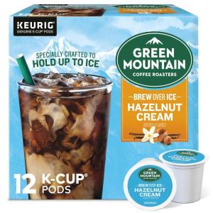 imageGreen Mountain Coffee Roasters ICED Classic Black Single Serve Keurig KCup Pods Medium Roast Iced Coffee 96 CountHazelnut Cream