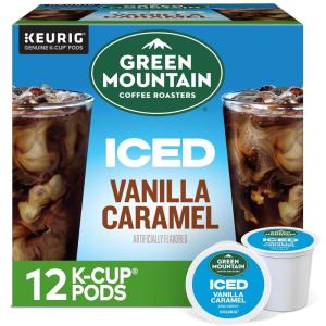 imageGreen Mountain Coffee Roasters ICED Classic Black Single Serve Keurig KCup Pods Medium Roast Iced Coffee 96 CountVanilla Caramel