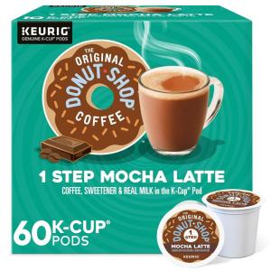 imageThe Original Donut Shop Vanilla OneStep Latte Single Serve Coffee KCup Pod Flavored Coffee 60 Count 6 Packs of 10Mocha Latte