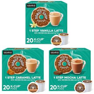 imageThe Original Donut Shop Vanilla OneStep Latte Single Serve Coffee KCup Pod Flavored Coffee 60 Count 6 Packs of 10One Step Latte Variety Pack
