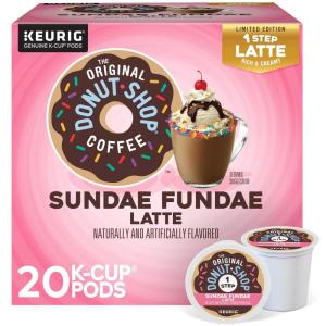 imageThe Original Donut Shop Vanilla OneStep Latte Single Serve Coffee KCup Pod Flavored Coffee 60 Count 6 Packs of 10Sundae Fundae Latte