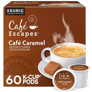 image:imageCafe Escapes Milk Chocolate Hot Cocoa Keurig SingleServe KCup Pods 96 CountCaf Caramel