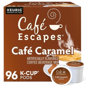 image:imageCafe Escapes Milk Chocolate Hot Cocoa Keurig SingleServe KCup Pods 96 CountCaramel